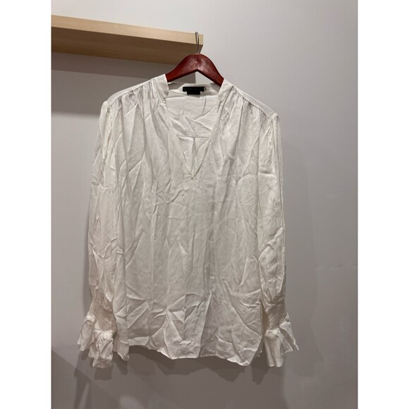 Alice + Olivia Tops - Alice + Olivia Womens XL Blouse White Long Sleeve Smocked Classic Victorian